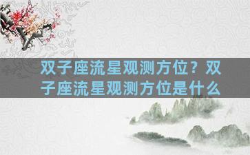 双子座流星观测方位？双子座流星观测方位是什么