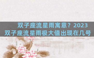 双子座流星雨寓意？2023双子座流星雨极大值出现在几号