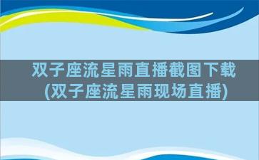 双子座流星雨直播截图下载(双子座流星雨现场直播)