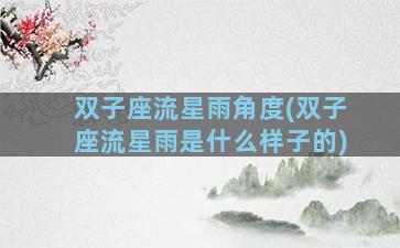 双子座流星雨角度(双子座流星雨是什么样子的)