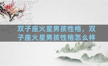 双子座火星男孩性格，双子座火星男孩性格怎么样