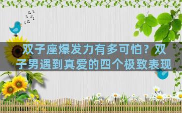 双子座爆发力有多可怕？双子男遇到真爱的四个极致表现