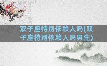 双子座特别依赖人吗(双子座特别依赖人吗男生)
