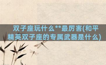 双子座玩什么**最厉害(和平精英双子座的专属武器是什么)