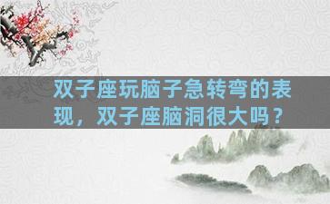 双子座玩脑子急转弯的表现，双子座脑洞很大吗？