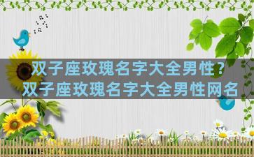 双子座玫瑰名字大全男性？双子座玫瑰名字大全男性网名