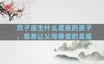 双子座生什么星座的孩子，容易让父母骄傲的星座