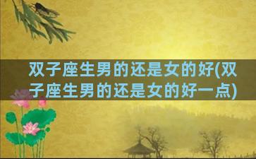 双子座生男的还是女的好(双子座生男的还是女的好一点)