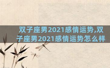 双子座男2021感情运势,双子座男2021感情运势怎么样