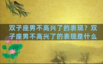 双子座男不高兴了的表现？双子座男不高兴了的表现是什么