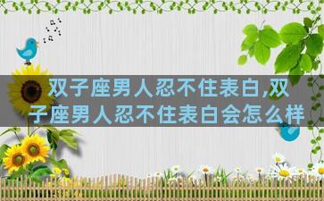 双子座男人忍不住表白,双子座男人忍不住表白会怎么样