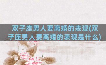 双子座男人要离婚的表现(双子座男人要离婚的表现是什么)