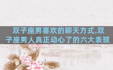 双子座男喜欢的聊天方式,双子座男人真正动心了的六大表现