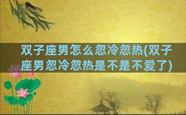 双子座男怎么忽冷忽热(双子座男忽冷忽热是不是不爱了)