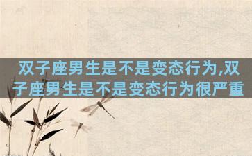 双子座男生是不是变态行为,双子座男生是不是变态行为很严重