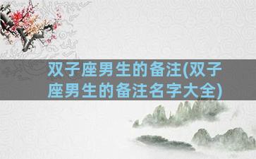 双子座男生的备注(双子座男生的备注名字大全)