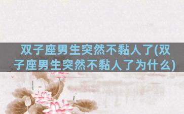 双子座男生突然不黏人了(双子座男生突然不黏人了为什么)