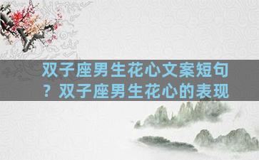 双子座男生花心文案短句？双子座男生花心的表现
