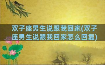 双子座男生说跟我回家(双子座男生说跟我回家怎么回复)