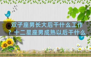 双子座男长大后干什么工作？十二星座男成熟以后干什么