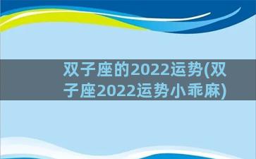 双子座的2022运势(双子座2022运势小乖麻)