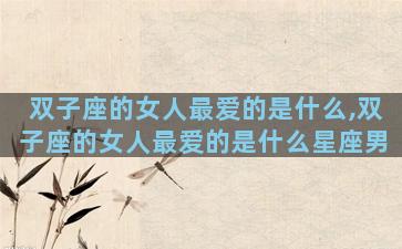 双子座的女人最爱的是什么,双子座的女人最爱的是什么星座男