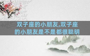 双子座的小朋友,双子座的小朋友是不是都很聪明