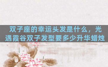 双子座的幸运头发是什么，光遇霞谷双子发型要多少升华蜡烛