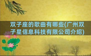 双子座的歌曲有哪些(广州双子星信息科技有限公司介绍)