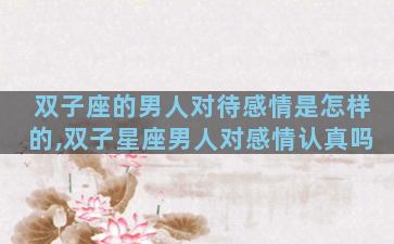 双子座的男人对待感情是怎样的,双子星座男人对感情认真吗