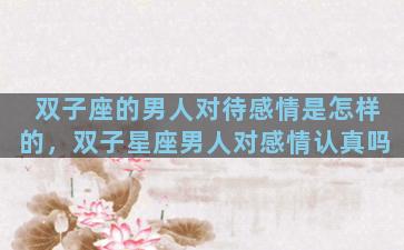双子座的男人对待感情是怎样的，双子星座男人对感情认真吗