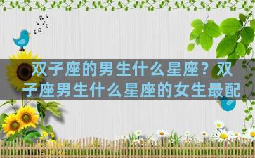 双子座的男生什么星座？双子座男生什么星座的女生最配