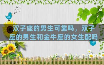 双子座的男生可靠吗，双子座的男生和金牛座的女生配吗