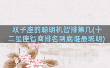 双子座的聪明机智排第几(十二星座智商排名到底谁最聪明)