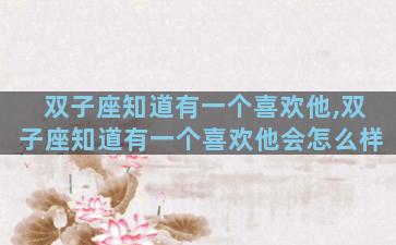 双子座知道有一个喜欢他,双子座知道有一个喜欢他会怎么样