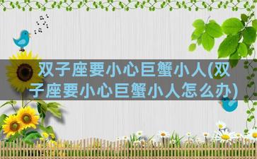 双子座要小心巨蟹小人(双子座要小心巨蟹小人怎么办)