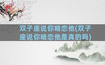 双子座说你暗恋他(双子座说你暗恋他是真的吗)