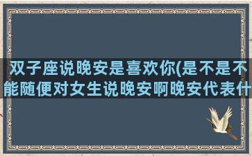 双子座说晚安是喜欢你(是不是不能随便对女生说晚安啊晚安代表什么意思)