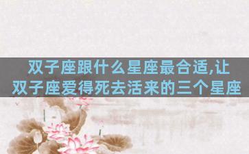 双子座跟什么星座最合适,让双子座爱得死去活来的三个星座