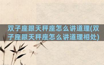 双子座跟天秤座怎么讲道理(双子座跟天秤座怎么讲道理相处)