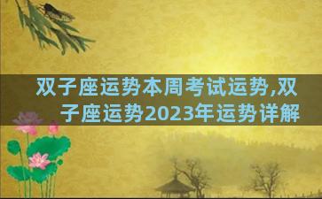双子座运势本周考试运势,双子座运势2023年运势详解