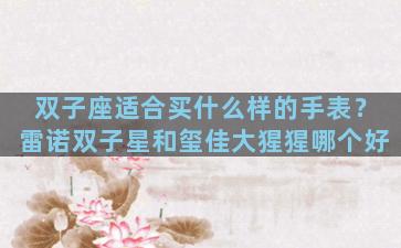 双子座适合买什么样的手表？雷诺双子星和玺佳大猩猩哪个好