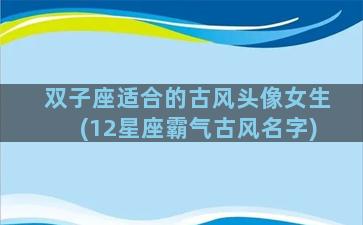 双子座适合的古风头像女生(12星座霸气古风名字)