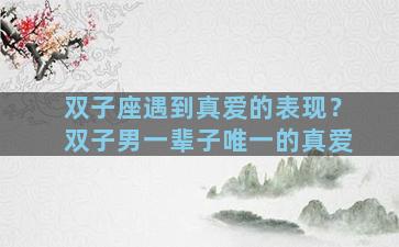 双子座遇到真爱的表现？双子男一辈子唯一的真爱