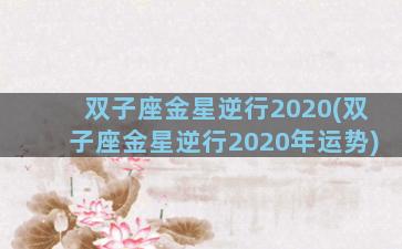 双子座金星逆行2020(双子座金星逆行2020年运势)