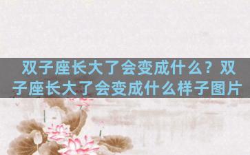 双子座长大了会变成什么？双子座长大了会变成什么样子图片