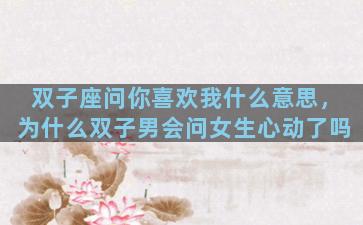 双子座问你喜欢我什么意思，为什么双子男会问女生心动了吗