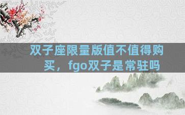 双子座限量版值不值得购买，fgo双子是常驻吗