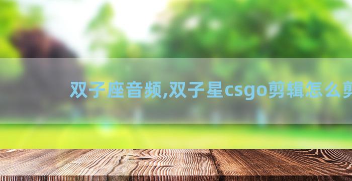 双子座音频,双子星csgo剪辑怎么剪的
