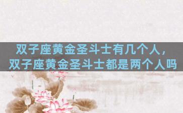 双子座黄金圣斗士有几个人，双子座黄金圣斗士都是两个人吗
